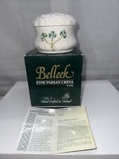 Belleek Field of Shamrocks 2 Piece Trinket Bowl Keepsake Box Collection picture