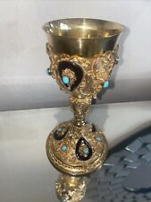 Antique French Enameled Chalice w/Pearls and Stones, ALL STERLING SILVER (AHB75) picture