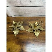 Set of 2 Vintage Leafy Solid Brass Candle Holders/ made in India Candle Holders picture