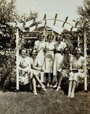 Group Of Women Sitting Standing Under Arbor B&W Photograph 2.75 x 4.5 picture