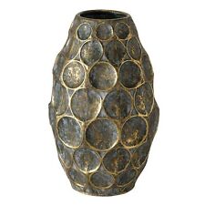 WHW Whole House Worlds Tooled Antique Gold Finished Metal Vase, Sculptural Ri... picture