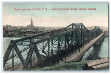 c1910 Bird's Eye View Hull Quebec Interprovincial Bridge Ottawa Canada Postcard picture