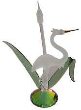Hand Blown Frosted Glass Heron Bird Grass  Figurine Figure 6