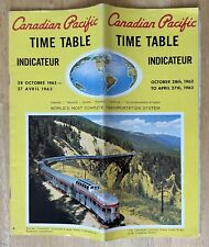 1962-63 CANADIAN PACIFIC RAILWAY TIME TABLE OCT 28, 1962 - APR 27, 1963 W/ MAP picture