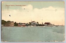 Greenwich, Connecticut CT - View of Ocean Harbor - Vintage Postcard - Posted picture