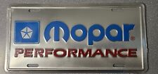 Mopar Performance Raised Logo on Silver Stainless Steel License Plate Vintage picture