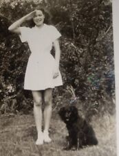1942 YOUNG SCHOOL GIRL SALUTE LONG COAT Patriotic Antique Photo East Coast picture