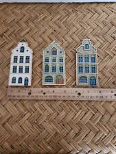 Set of 3 Vintage Miniature Ceramic Pottery Houses wall hangings Belgium picture