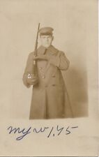 Pre-WWI Soldier Photo Real Photo Post Card Fort Columbus Ohio Rifle Coat RPPC picture