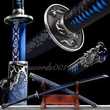 Long Handle Brotherhood Of Blades Blue Carbon Steel Dragon Fittings Sharp Sword picture