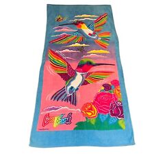 Vintage Lisa Frank Hummingbird And Butterfly Colorful Towel picture