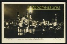 Rppc Lower New York City Ny Nyc Skyline At Night From East River Old Real Photo picture