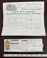 Antique 1867 Billhead Receipt Moseley & Hodgman Iron & Steel Blacksmiths Boston picture