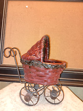 Antique Wicker and Metal Victorian Doll Carriage picture