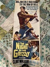RARE Original  NIGHT OF THE GRIZZLY Poster Insert Signed By Clint Walker Western picture