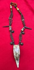 Naga Headhunter Vintage Carved Shell & Bronze Head Medicine Necklace picture