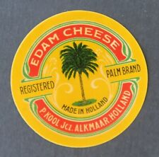 HOLLANDE EDAM Palm Alkmaar Dutch Cheese Label 6.5cm 2 Cheese Label picture