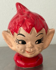 VNTG 50's RED GILNER Elf Head Shaker Christmas Ceramic Red  picture