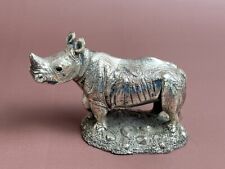 Country Artist Sterling Silver Rhinoceros Figurine 1992 Hallmarks picture
