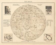 The Moon. Lunar landscape. Astronomy. THE TIMES 1895 old antique map chart picture