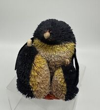 Vtg Buri Bristle Penguin Family Organic Animal Figurine Handmade Mom Children 6” picture