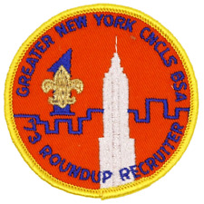 Vintage 1973 Roundup Recruiter Greater New York Councils Patch Boy Scouts BSA NY picture