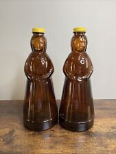 2 Large Amber Glass Mrs. Butterworth’s Syrup Bottles Jar Container 11” picture