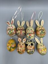 Set Of 8 Midwest Of Cannon Falls Easter Egg Bunnies Pig Chick Cow Ornaments READ picture
