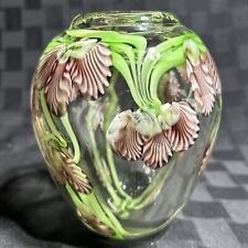 Gorgeous Art Glass Vase With Iris Design Lundberg Studios Unsigned picture