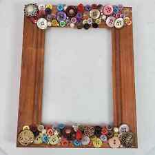 Vintage Handcrafted Button & Wood Frame 7.5x9.5