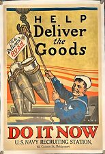 Original WWI US Navy Recruiting Poster Help Deliver  the Goods by Herbert Paus picture