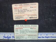 Antique Lot Of 2 New York Central System Railroad Passes Tickets 40s/50s picture