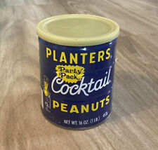 EMPTY Vintage Planters Cocktail Peanuts 16 oz Party Pack Size Tin & Lid Clean picture