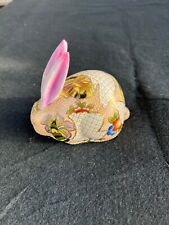 Vintage Moriage Ceramic Bunny Figurine - Gold, Pink, Peach & Floral. picture