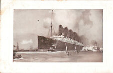 Cunard, RMS LUSITANIA & Mauretania Ships NYC Statue of Liberty c1910 POSTCARD picture
