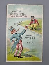 c 1910 UNCLE SAM US Patriotic JOHN BULL England HANDS ACROSS the SEA Postcard picture