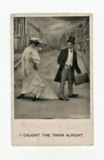 Vintage Comedy Postcard   MAN  STEPPING ON WOMAN'S DRESS POSTED 1913 BAMFORTH picture