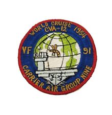 Vintage World Cruise 1954 CVA-12 Carrier Air Group Nine VF 91 Patch Badge picture