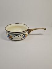 Vintage 6” Enamel Sauce Pan with Classic Floral Design and Brass Handle picture