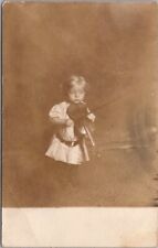 Vintage 1910s RPPC Real Photo Postcard Little Girl Playing VIOLIN / Unused picture