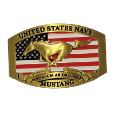 United States Navy Mustang Officer Belt Buckle - USN - 3D Logo - Gold Color picture