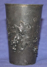 Antique hand made floral grapes pewter mug  picture