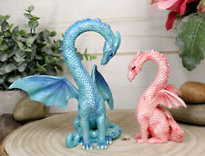 Ebros Valentines Cupid Love Dragon Couple Set of Two Blue and Pink Dragon Statue picture