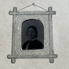 Small “Faux Framed w/ Rosy Cheeks” Tin Type Young Woman 19th Century Photograph picture