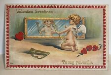 1910 Antique Cupid Valentine Greetings D. Goldie Postcard Embossed Post Card #62 picture