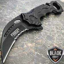 TACTICAL KARAMBIT CLAW Black Spring OPEN FOLDING Assisted Rescue Pocket Knife picture