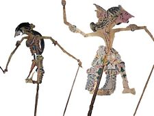 2x Original Antique Wayang Kulit Javanese Shadow Puppet (Indonesia) Natural Horn picture