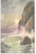 Beautiful Pastel Evening Seascape With Full Moon Gartner & Bender Unposted  2094 picture