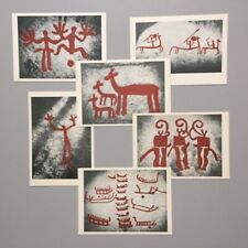 Lot of 6 Vintage Postacards of Tanum Rock Carvings, Bohuslans, Sweden picture