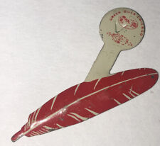Red Feather Old Authentic Foldback Pin Badge Vintage picture